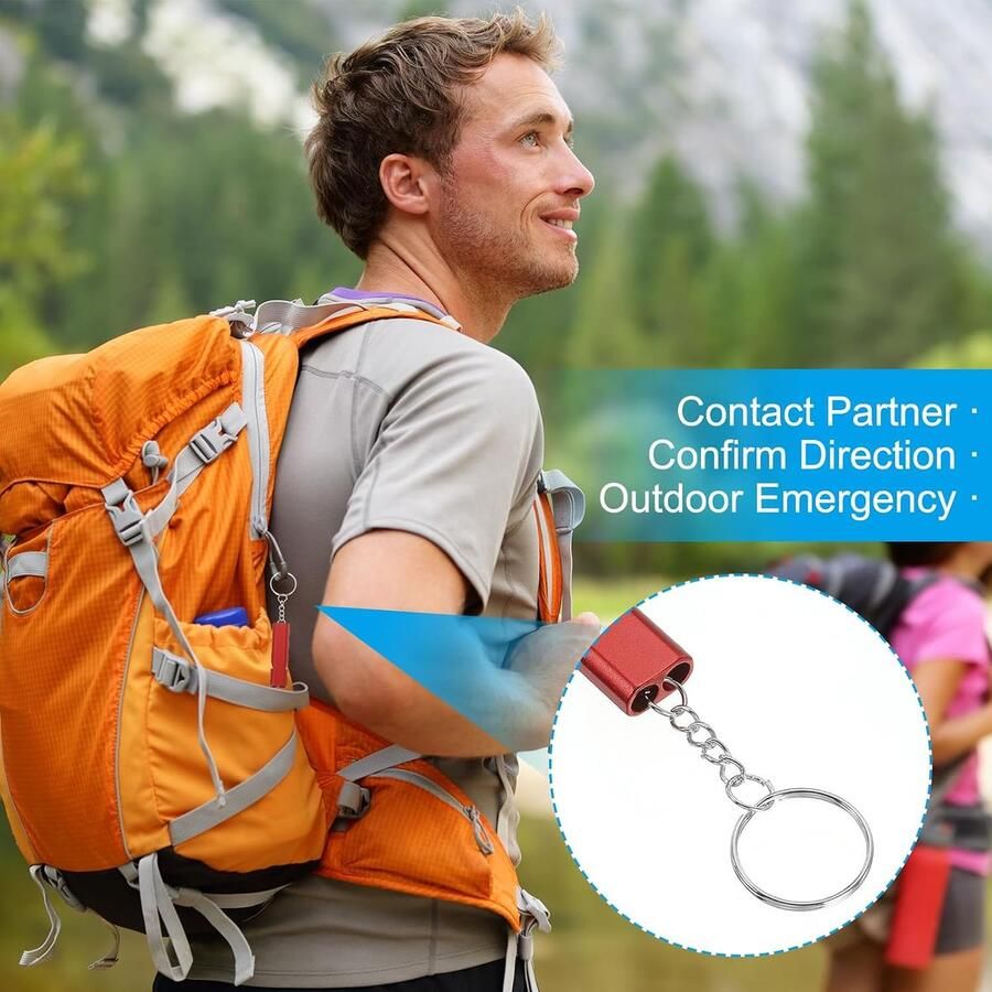 Noodfluitje 3-pack luid geluid aluminium sleutelhanger fluitjes outdoor veiligheid survival fluitje voor kamperen wandelen goud rood
