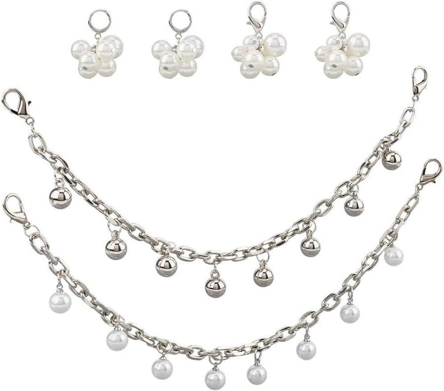 Nordivar Parel Klomp Schoen Ketting voor Vrouwen Luxe Sieraden Metalen Schoen Charms Zilver Wit Boot Bling Decoratie Charm Kettingen Pins met Parels Hangers voor Sandalen Verjaardagsfeest