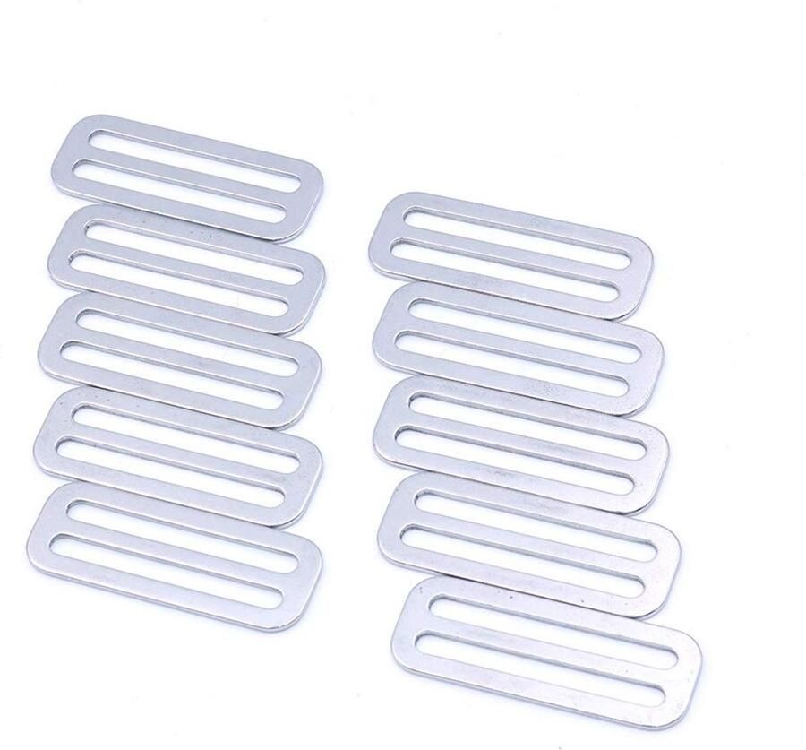 Dailygoods- Gespen Set van 10 Stuks Metalen Tri-Glide Slides 50mm Vierkante Ring Riemgespen DIY Accessoires Duurzaam en Stevig Riemgesp