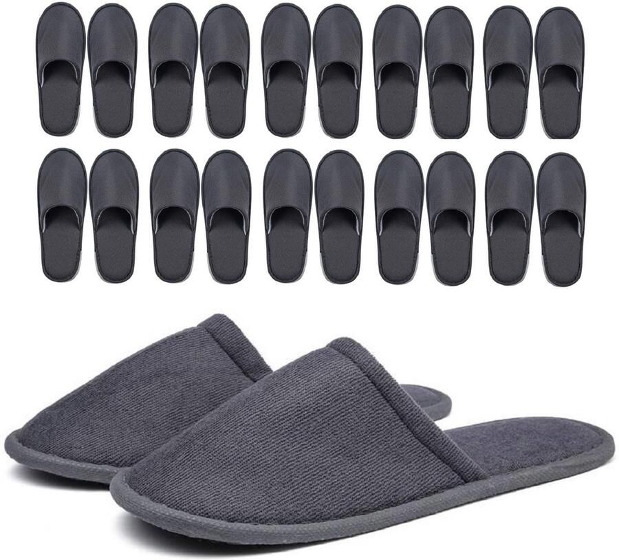 Dailygoods- Hotelslippers Set van 10 paar Badstof slippers Wegwerp pantoffels Universele maat Lichtgewicht Hygiënisch en comfortabel