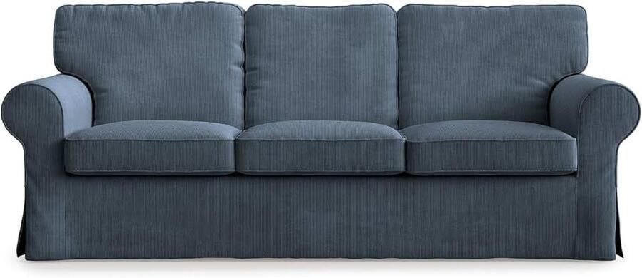 OF COVERS Bankhoes compatibel met Ektorp 3-zitsbank reservehoes handgemaakt 218 x 88 x (corduroy blauw-grijs)