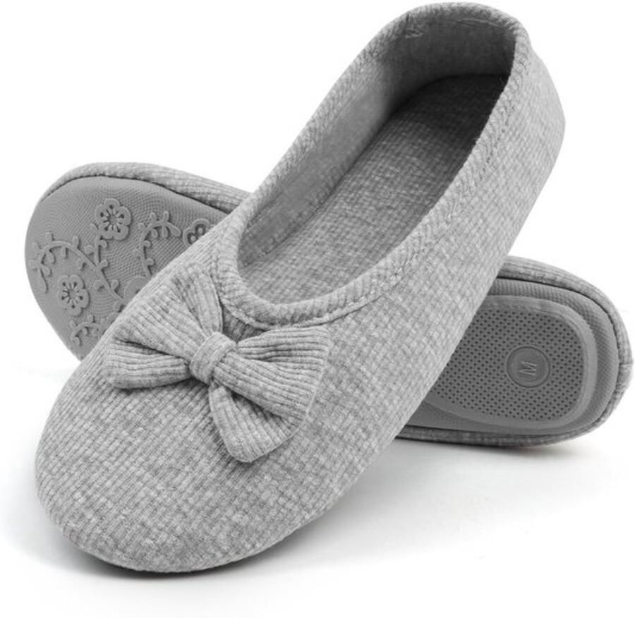 OFFCUP Ballerina-pantoffels voor dames huisschoenen instappers met elegante strik en traagschuim