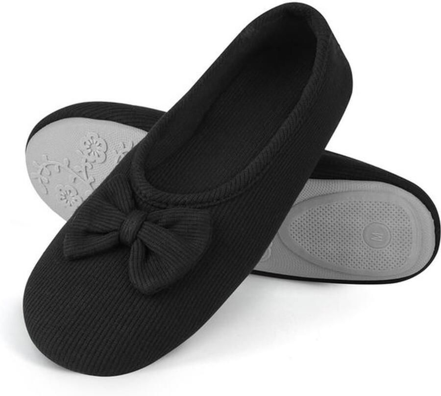 OFFCUP Ballerina-pantoffels voor dames huisschoenen instappers met elegante strik en traagschuim