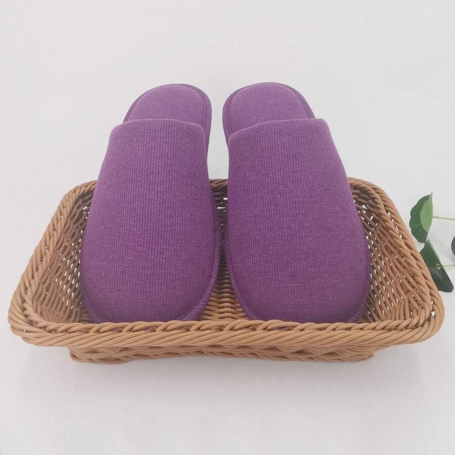 Ofoot Biologische katoenen antislip-huispantoffels voor dames gezellig traagschuim wasbaar voor zomerslaapkamer rubberen zool