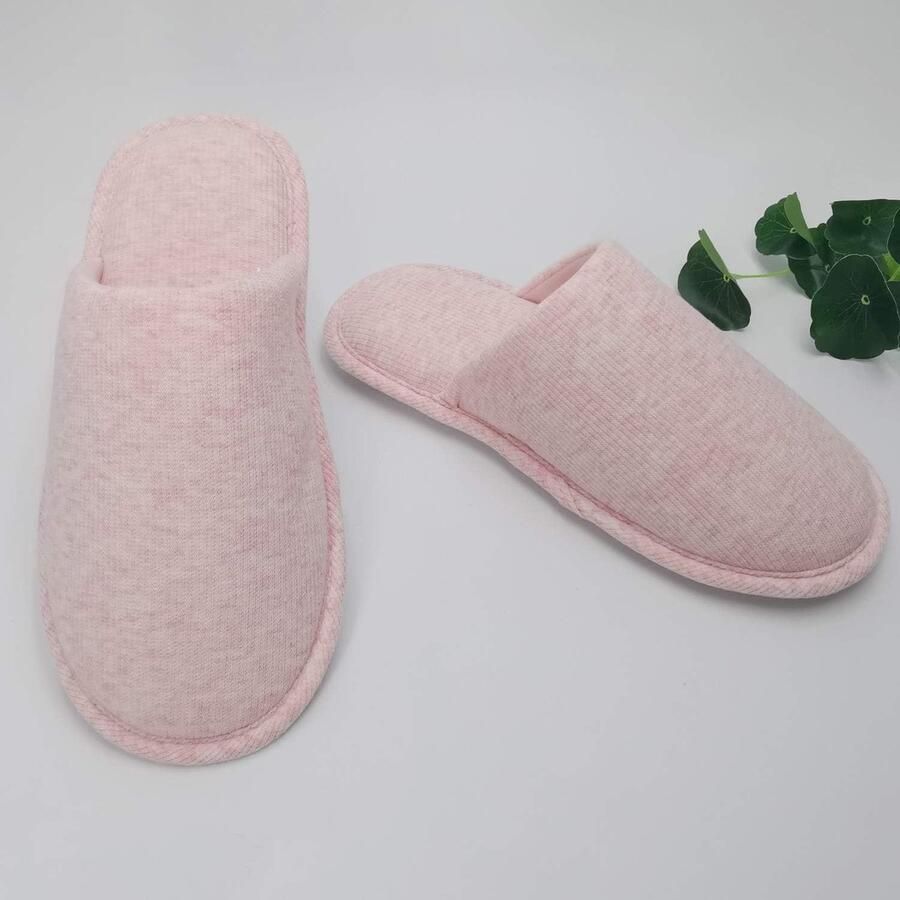 Ofoot Biologische katoenen antislip-huispantoffels voor dames gezellig traagschuim wasbaar voor zomerslaapkamer rubberen zool