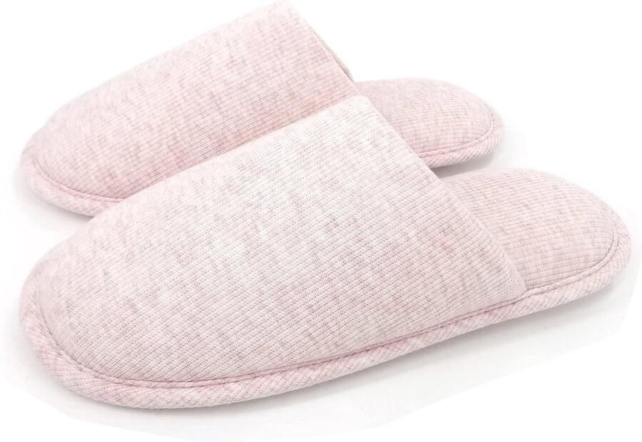 Ofoot Biologische katoenen antislip-huispantoffels voor dames gezellig traagschuim wasbaar voor zomerslaapkamer rubberen zool