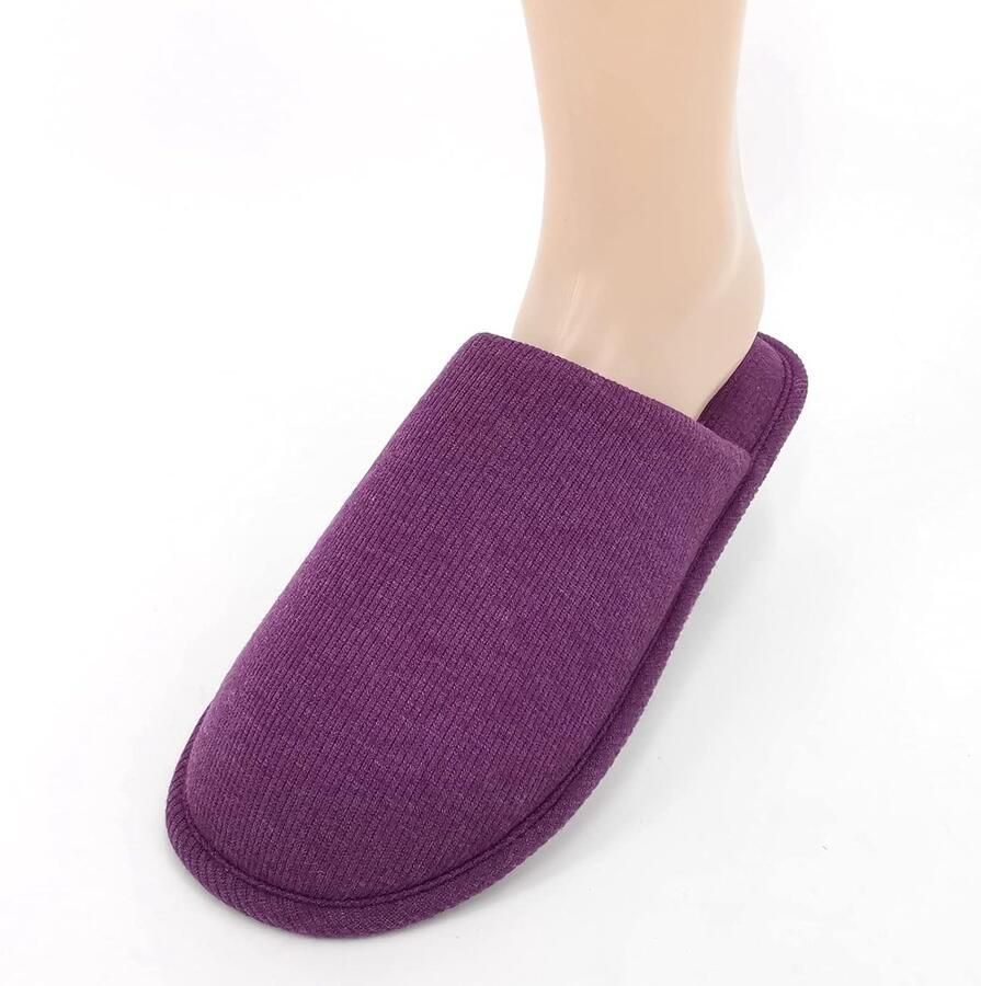 Ofoot Biologische katoenen antislip-huispantoffels voor dames gezellig traagschuim wasbaar voor zomerslaapkamer rubberen zool