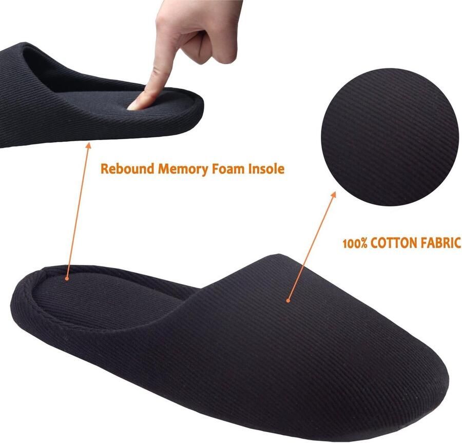 Ofoot Damesslippers voor binnen Memory Foam wasbare katoenen antislip thuisschoenen