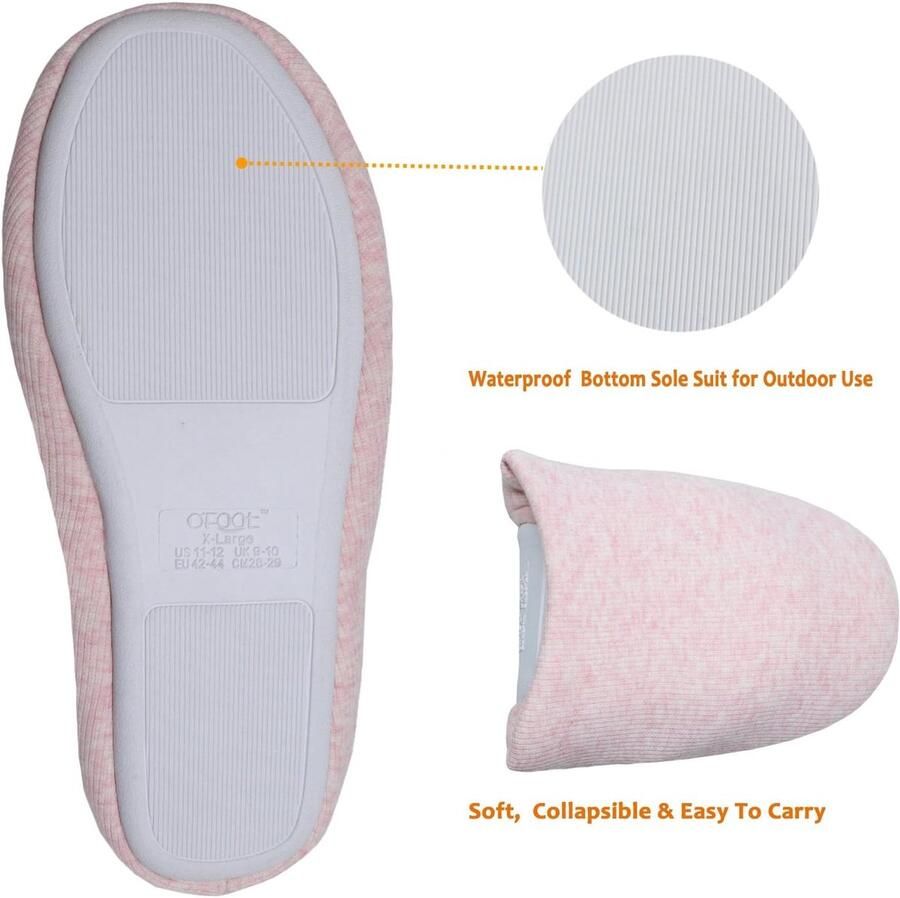 Ofoot Damesslippers voor binnen Memory Foam wasbare katoenen antislip thuisschoenen - Foto 2