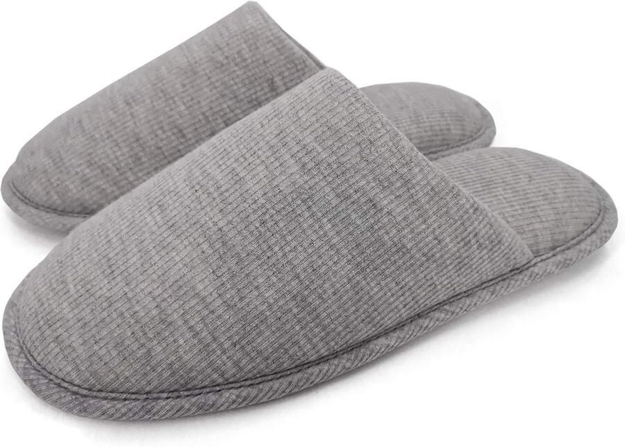 Ofoot Heren biologisch katoenen gezellige binnenslippers traagschuim huis plat wasbare instapschoenen voor thuis