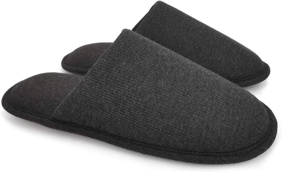 Ofoot Heren biologisch katoenen gezellige binnenslippers traagschuim huis plat wasbare instapschoenen voor thuis