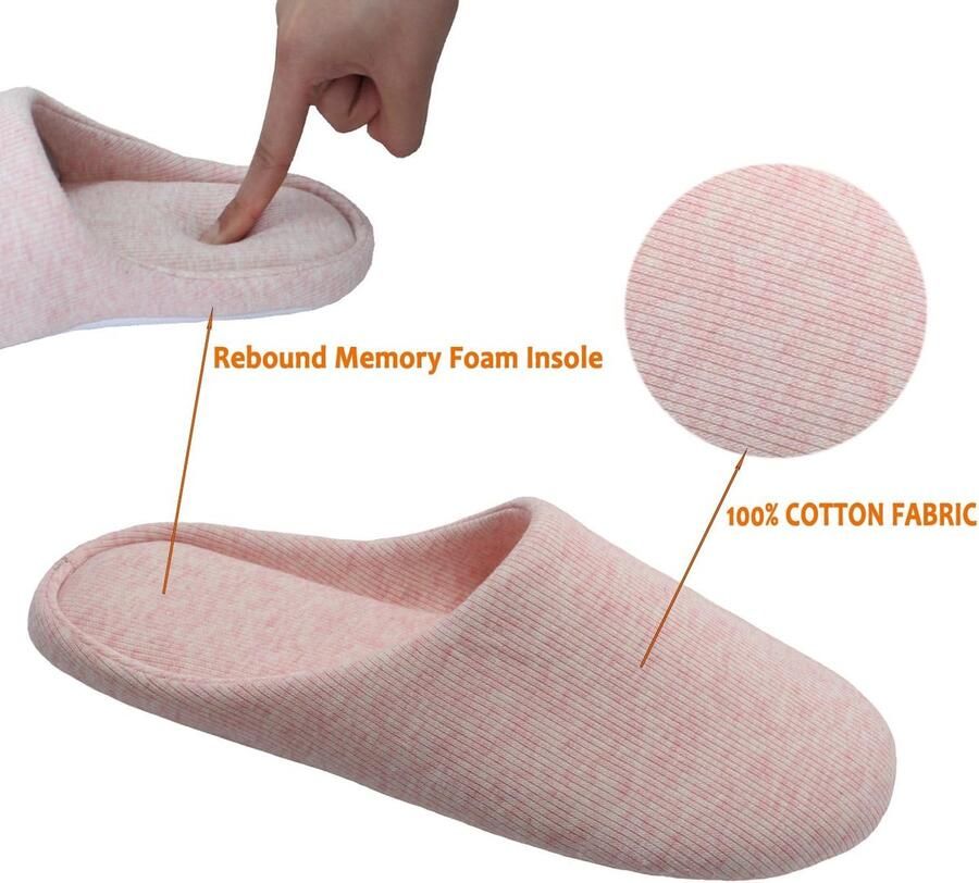 Ofoot Damesslippers voor binnen Memory Foam wasbare katoenen antislip thuisschoenen