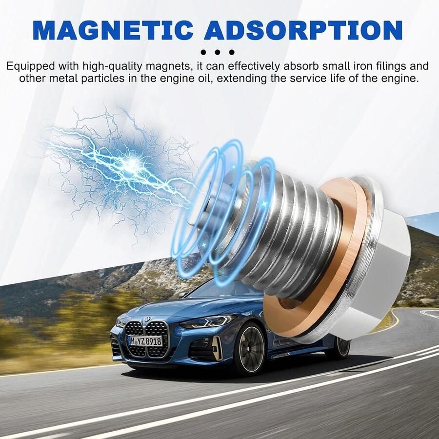 Olie-afvoerbout M14x1 5 magnetische afvoerbout olie roestvrijstalen afsluitbout oliepan olie afvoer schroef met 5 metalen afdichtringen voor auto's boten motorfietsen