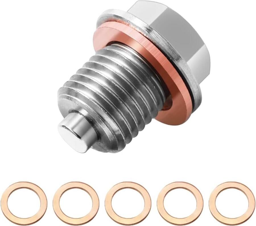 Olie-afvoerschroef M14 x 1 5 met 5 olie-afvoerschroeven afdichtingen van koper voor auto motorfiets tractor olie-afvoerschroef met koperen sluitringen roestvrij staal