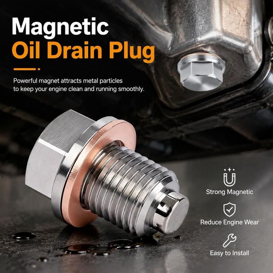 Olieaftapplug M14 x 1 25 RVS oliecarterplug met 5 koperen afdichtringen vervangingsbout voor auto's motorfietsen en boten
