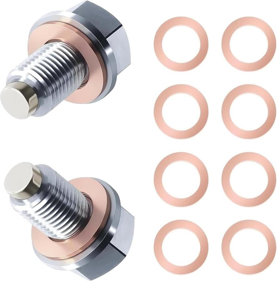 Olieafvoerschroef 2 stuks M12x1 25 met 10 stuks magnetische afdichting afvoerschroef roestvrij staal olieaftapplug auto olieschroef meeste auto's boten motorfietsen