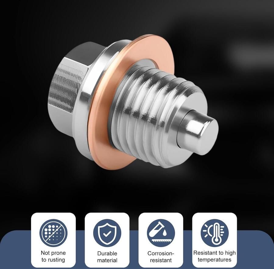 Olieafvoerschroef M12 x 1 5 met afdichtring-set magnetische afvoerschroef voor olie auto olie-afvoerschroef met koperen afdichting herbruikbare accessoires voor veilige olieverversing