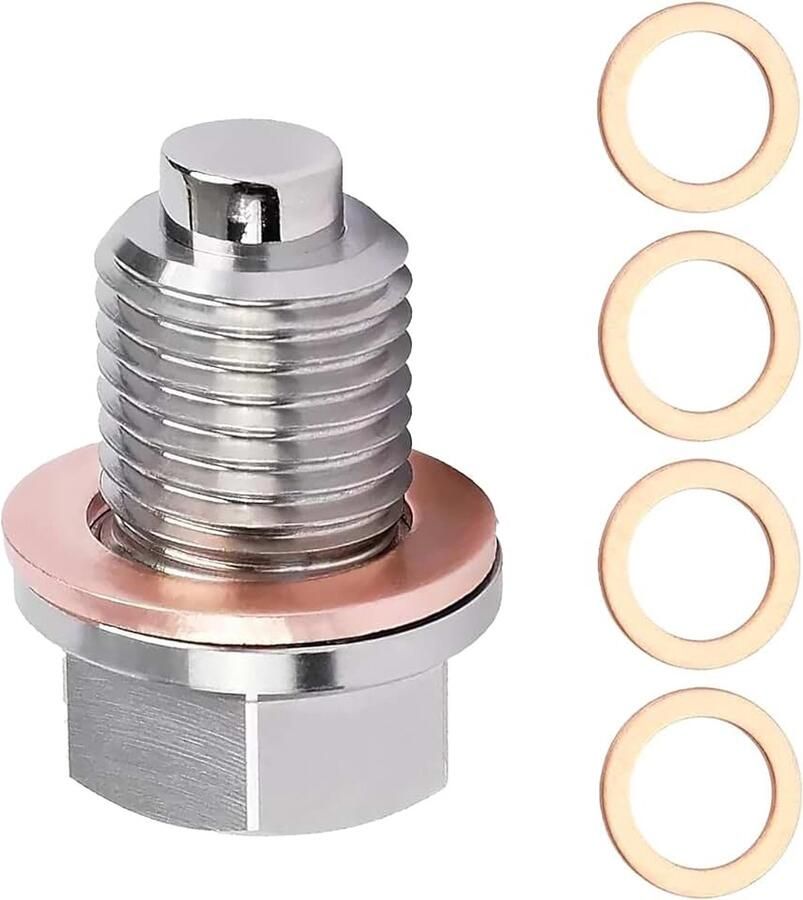 Olieverversingsset magnetische olieafvoerschroef magnetische afdichting afvoerschroef roestvrij staal met afdichtringen oliekuip van terugloopschroefadapter geschikt voor auto's en