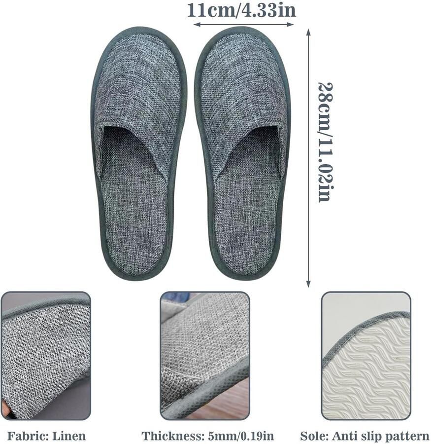 Omgoods 50 Paar Wegwerp Slippers van Linnen voor Spa en Hotelgebruik