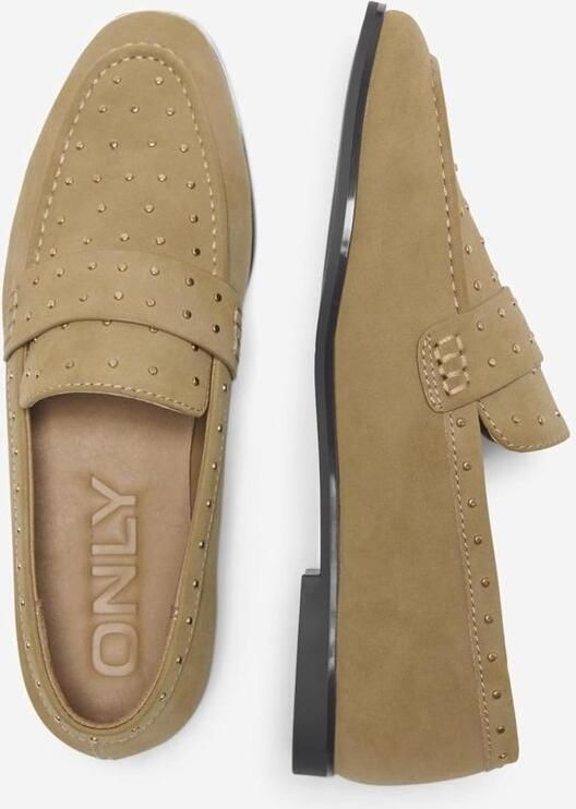 Omgoods Cognac Kleurige Loafers met Studs voor Dames