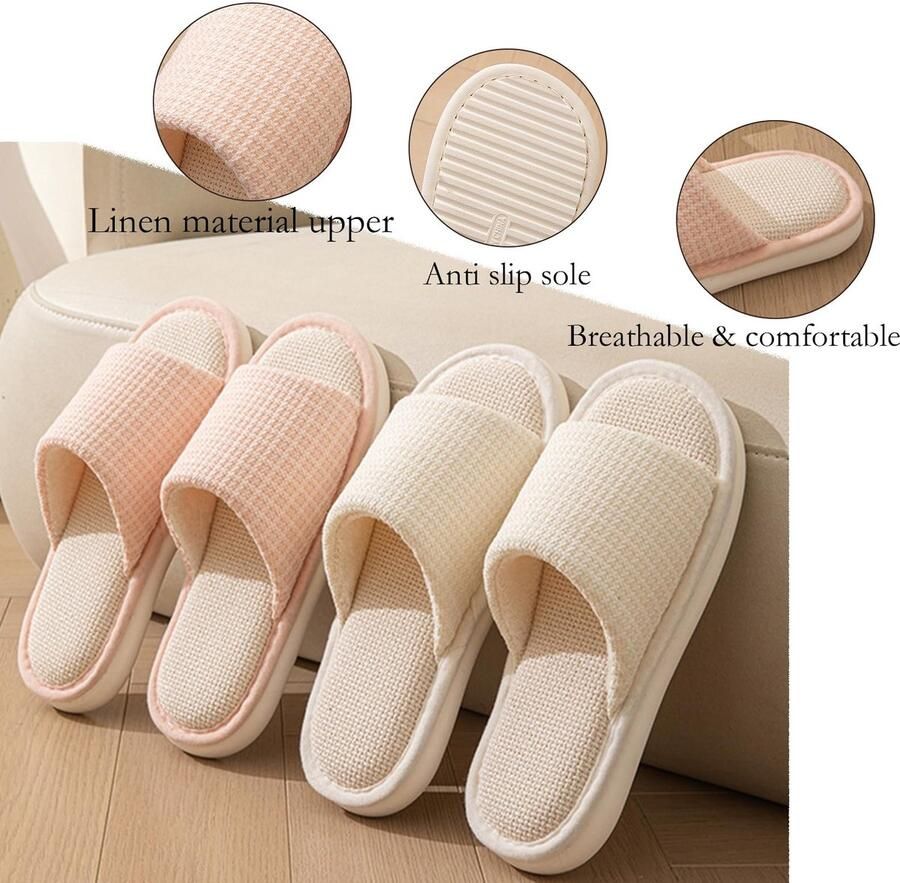Omgoods Comfortabele Katoenen Linnen Slippers voor Binnen