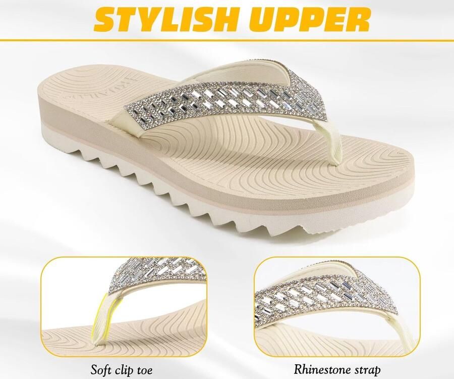 Omgoods Comfortabele Slipper met Strass Yoga Mat Demping Casual Zomer Sandalen