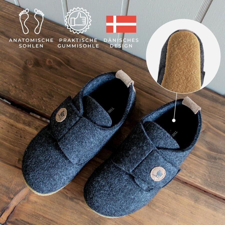 Omgoods Comfortabele Vilt Slippers voor Kinderen in Donkergrijs