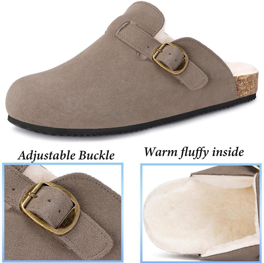 Omgoods Warme Pluche Clogs Slippers voor Binnen en Buiten Donkerbruin