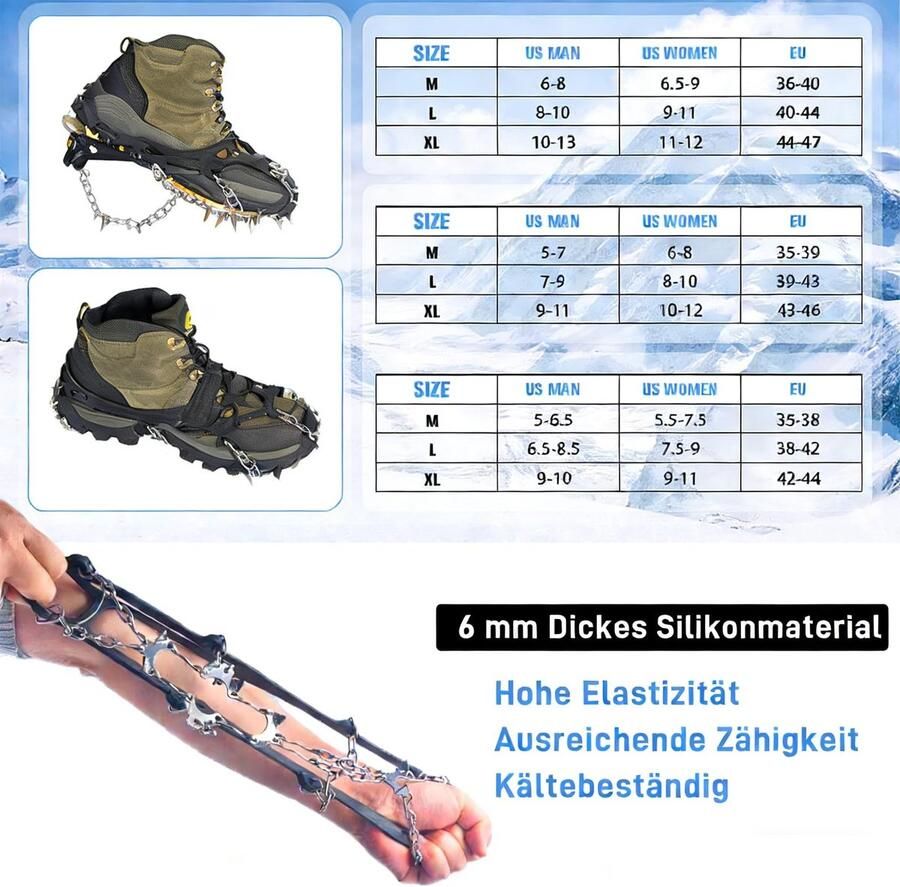 Omgoods Crampons voor Wandelschoenen met 32 Roestvrijstalen Spikes