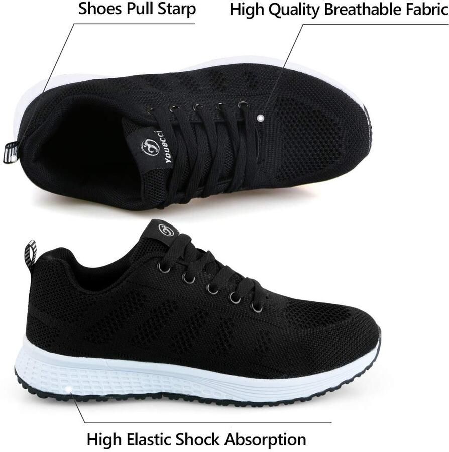 Omgoods Dames Ademend Wandelschoenen Lichtgewicht Lace-up Sneakers voor Sportieve Activiteiten