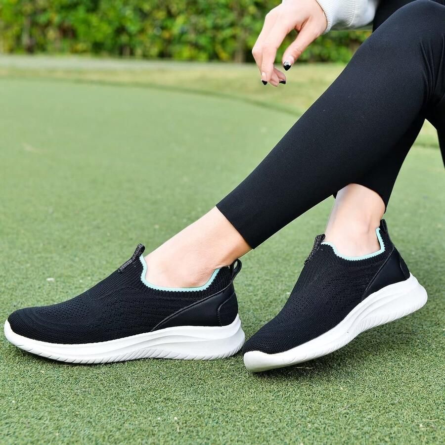 Omgoods Dames Ademend Wandelschoenen met Geweven Bovenkant