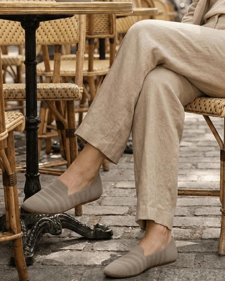 Omgoods Dames Ballerina Slip-On Flats met Ronde Neus en Comfortabele Tricot