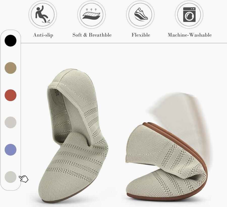 Omgoods Dames Ballerina Slippers met Ronde Neus en Comfortabel Tricot
