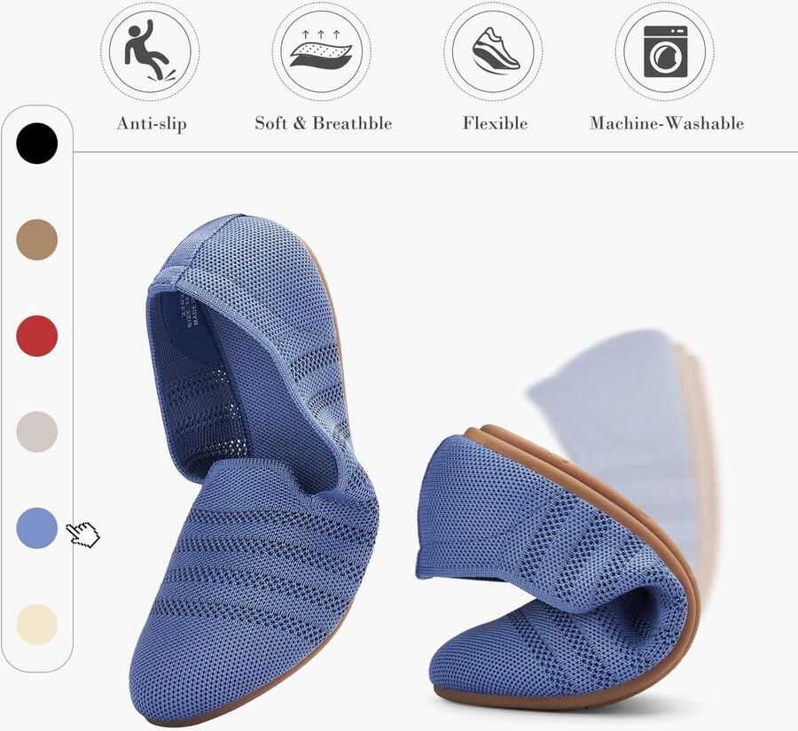 Omgoods Dames Ballerina Slippers met Ronde Neus en Comfortabel Tricot