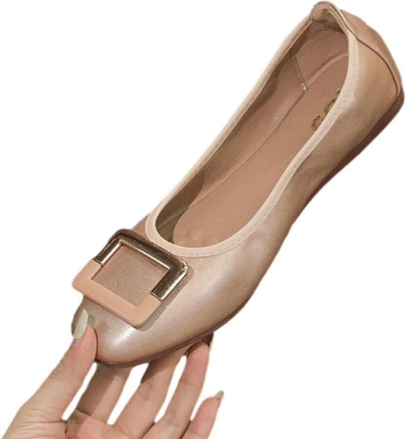 Omgoods Dames Ballerina's met Lage Hak Comfortabele Schoenen voor Werk en Vrije Tijd