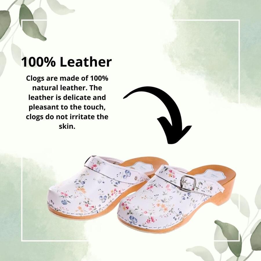 Omgoods Dames Clogs van Echt Leer met Houten Zool UK
