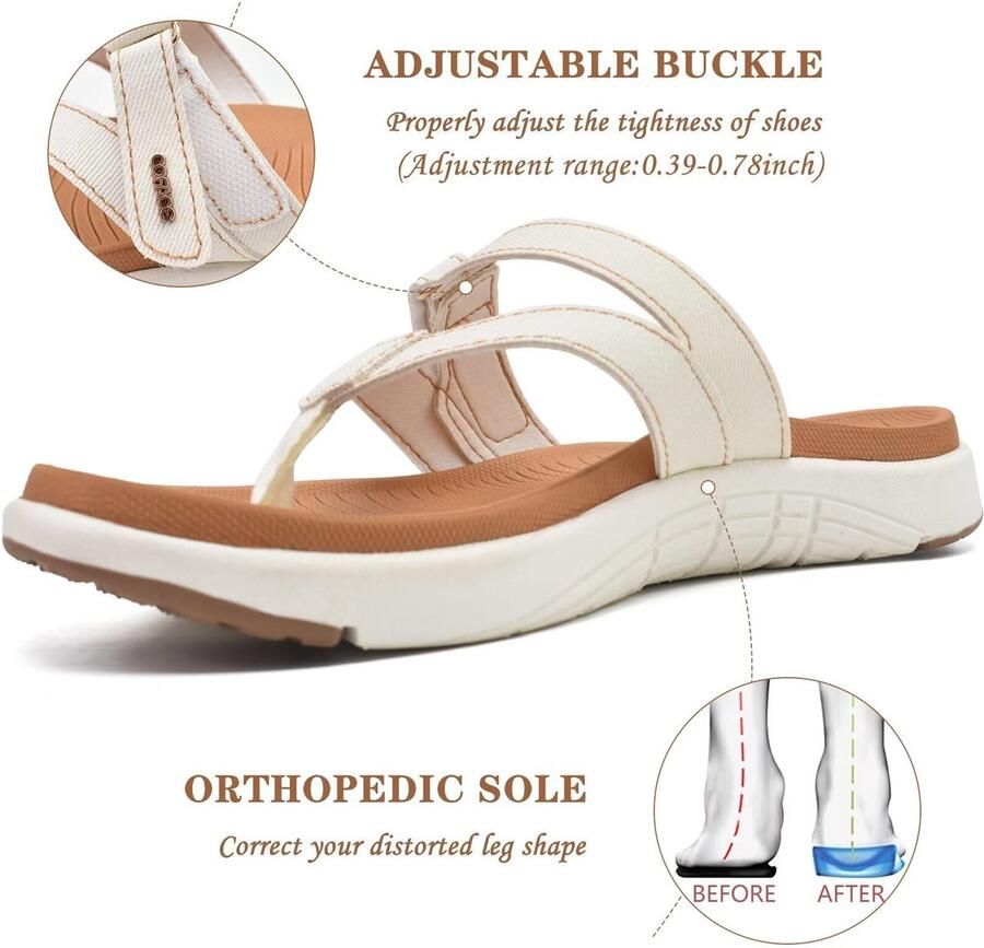 Omgoods Dames Flip Flops met Orthopedische Ondersteuning Comfortabele Sandalen voor Zomer