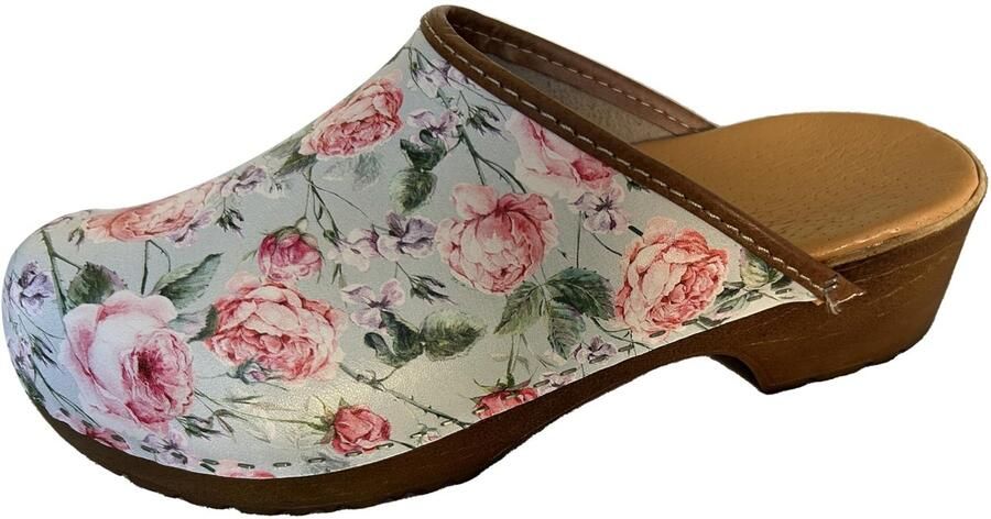 Omgoods Dames Klompen van Natuurlijk Leer met Antislip Zolen
