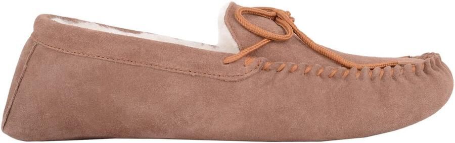 Omgoods Dames Lamswol Moccasin Slippers met Suède Zool