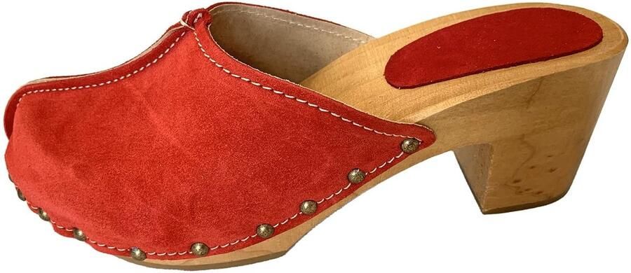 Omgoods Dames Leren Clogs met Houten Zool