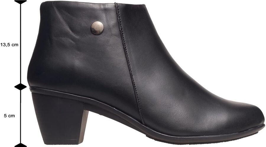 Omgoods Dames Leren Enkellaarsjes met Rits en Blokhak