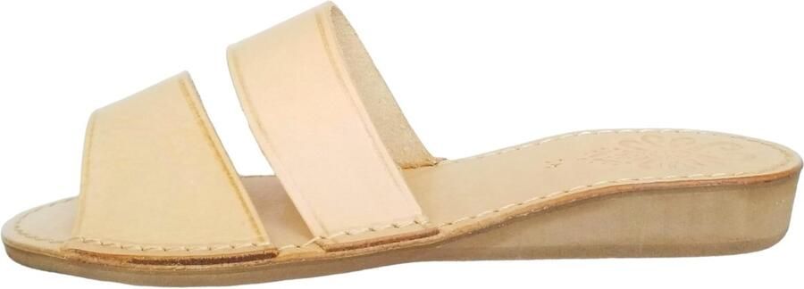 Omgoods Dames Leren Slippers met Wedge Hak en Open Teen
