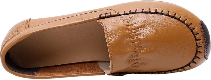 Omgoods Dames Loafers van Echt Leer Comfortabele Slip-On Schoenen voor Casual Gebruik