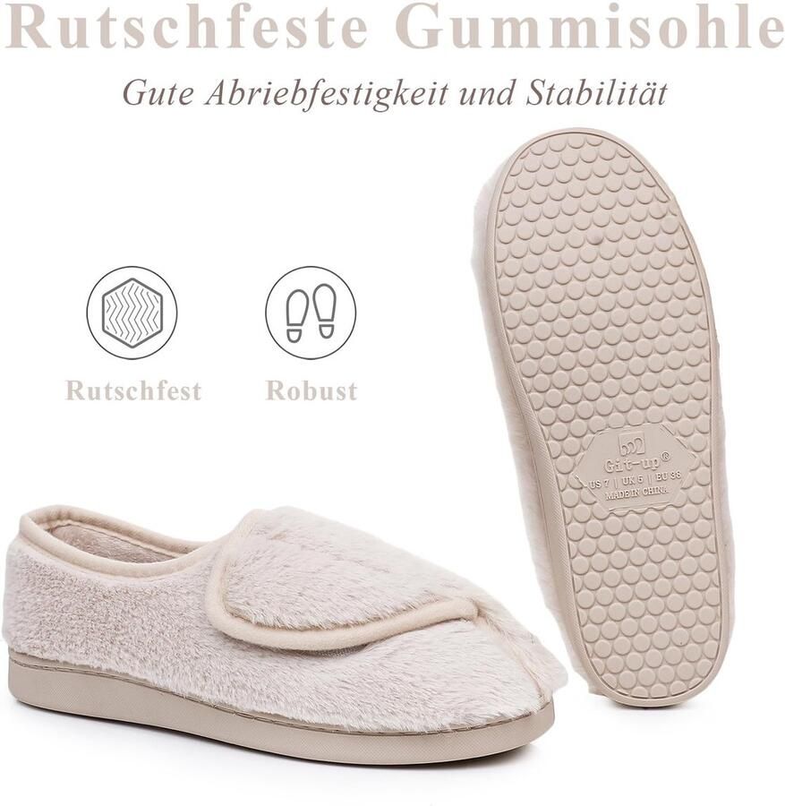 Omgoods Dames Memory Foam Slippers met Verstelbare Sluiting Wit