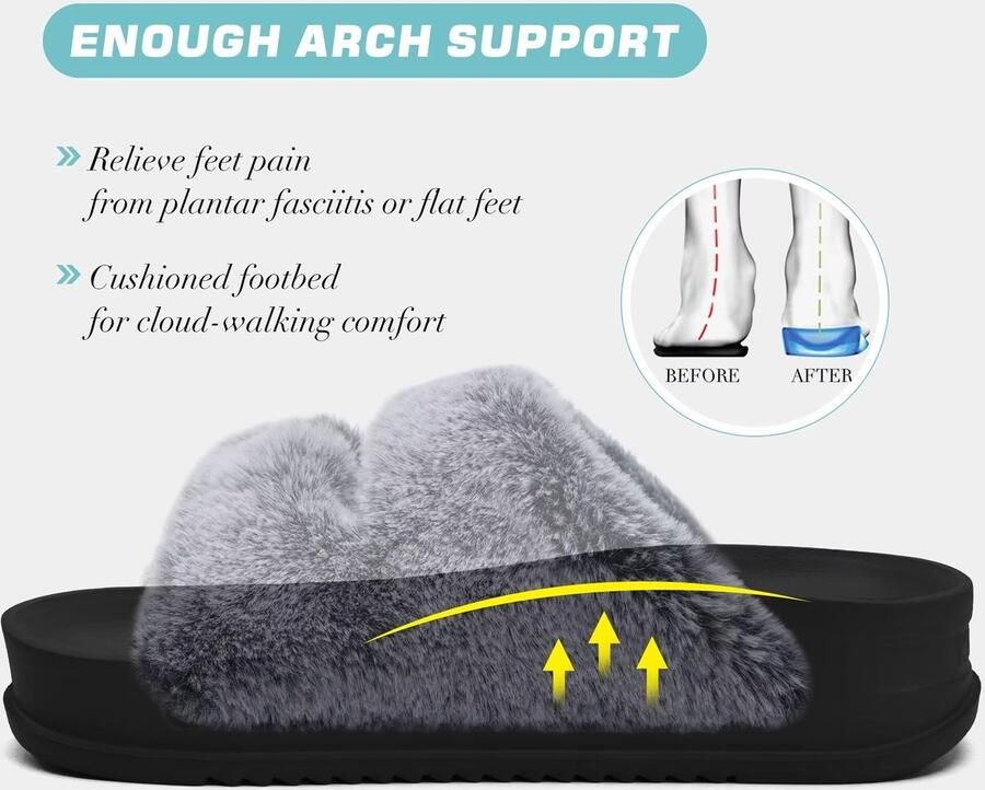 Omgoods Dames Muilen met Plantar Fasciitis Ondersteuning in Zwart