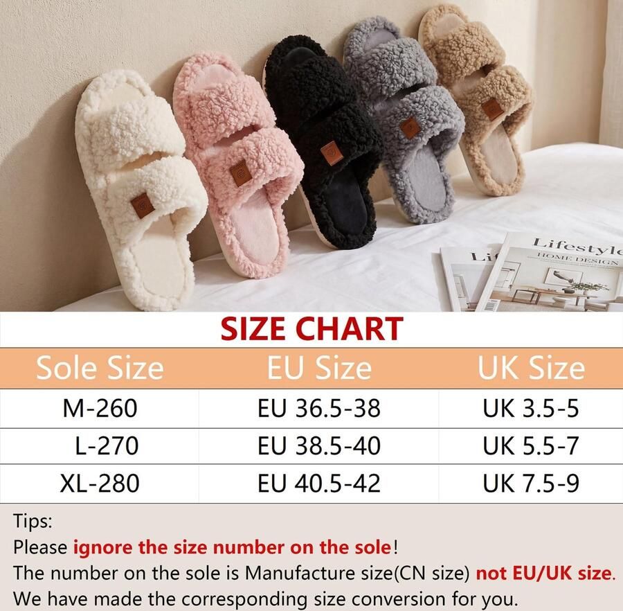 Omgoods Dames Slippers met Pluche en Geheugenfoam