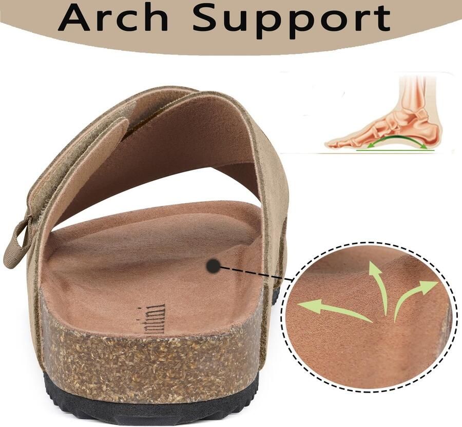 Omgoods Dames Slippers met Strik en Ondersteuning in Khaki