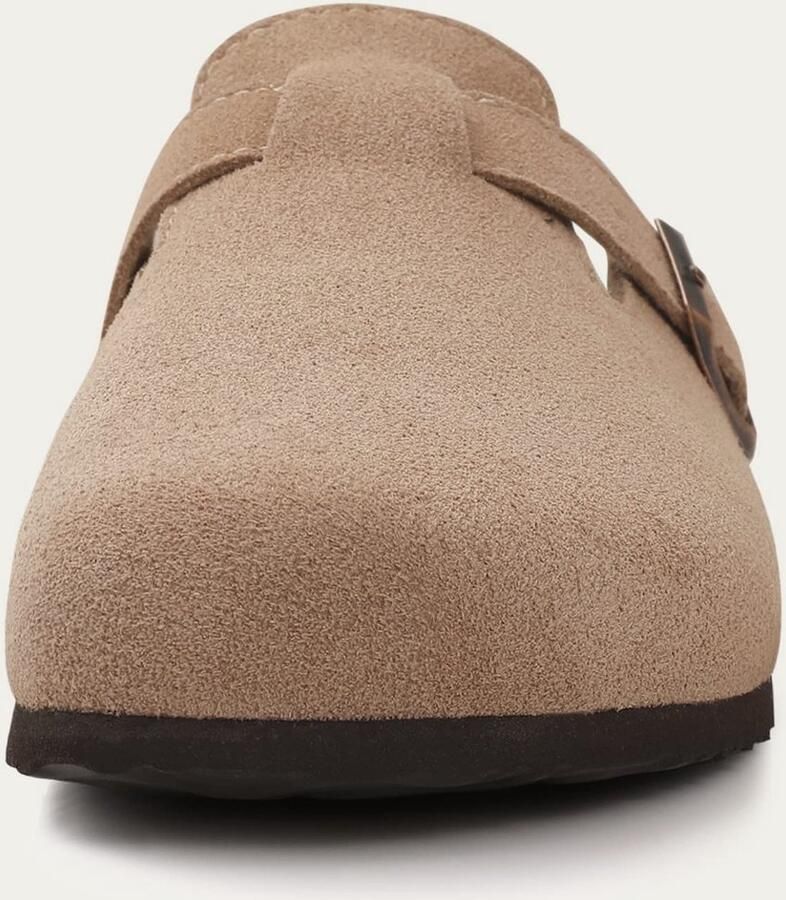 Omgoods Dames Suède Lederen Clogs met Premium Voering Comfortabele Slippers voor Herfst en Winter