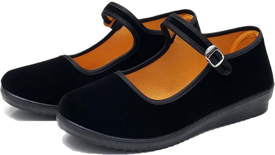 Omgoods Dames Velours Mary Jane Schoenen voor Yoga en Dans