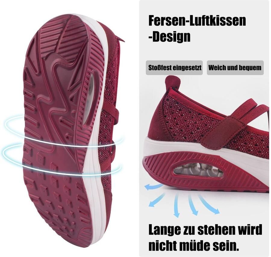 Omgoods Dames Wandelschoenen met Klittenbandsluiting en Geheugen Foam